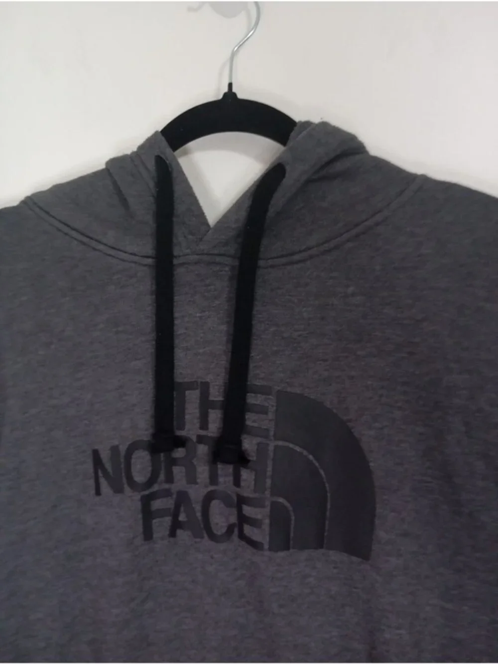 The North Face Gray Pullover Hoodie Black Logo Graphic Drawstring Hood Mens XL